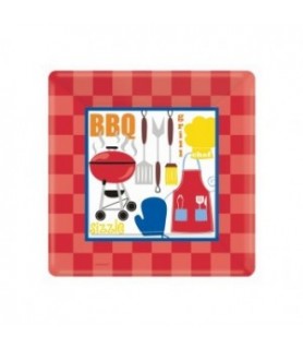 Backyard BBQ Small Red Paper Plates (8ct)