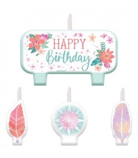 Boho Girl 'Free Spirit' Cake Candle Set (4pc)
