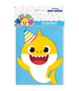 Baby Shark Jumbo Invitations w/ Envelopes (8ct)