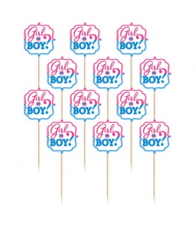 Baby Shower Gender Reveal 'Girl or Boy' Cupcake Toppers / Picks (36ct)