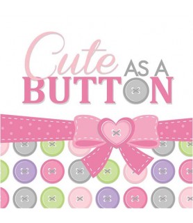 Baby Shower 'Cute as a Button' Girl Lunch Napkins (16ct)