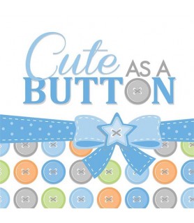 Baby Shower 'Cute as a Button' Boy Lunch Napkins (16ct)