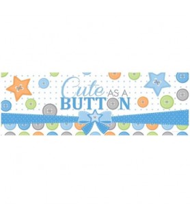 Baby Shower 'Cute as a Button' Boy Giant Plastic Banner (1ct)