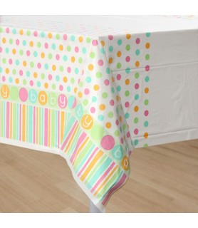 Baby Shower 'Pastel Polka Dots and Stripes' Plastic Table Cover (1ct)