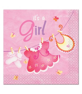 Baby Shower 'Clothesline Pink' Small Napkins (16ct)