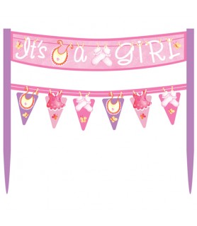 Baby Shower 'Clothesline Pink' Mini Cake Banner (1ct)