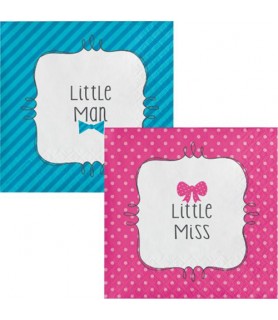 Baby Shower Gender Reveal 'Little Man or Little Miss' Small Napkins (16ct)