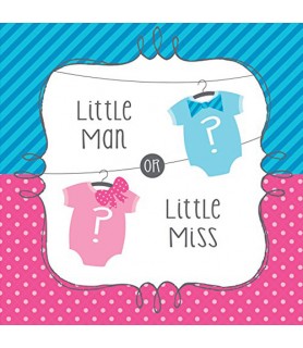 Baby Shower Gender Reveal 'Little Man or Little Miss' Lunch Napkins (16ct)