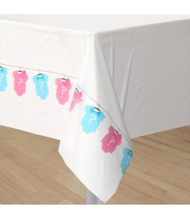 Baby Shower Gender Reveal 'Little Man or Little Miss' Plastic Table Cover (1ct)