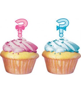 Baby Shower Gender Reveal 'Little Man or Little Miss' Cupcake Toppers / Picks (12ct)