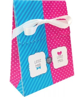 Baby Shower Gender Reveal 'Little Man or Little Miss' Favor Bags w/ Ribbons (12ct)
