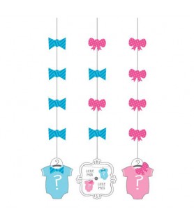 Baby Shower Gender Reveal 'Little Man or Little Miss' Hanging Cutout Decorations (3ct)
