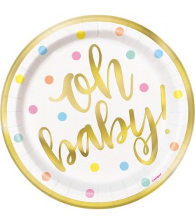 Baby Shower 'Oh Baby' Small Paper Plates (8ct)