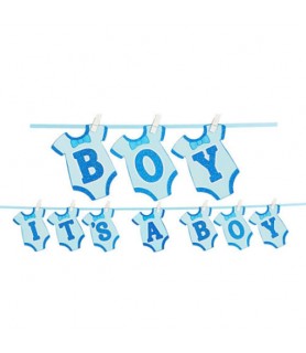 Baby Shower 'Baby Boy' Deluxe Glitter Cutout Banner (1ct)
