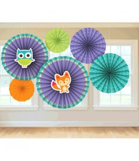 Baby Shower 'Woodland Welcome' Paper Fan Decorations (6pc)