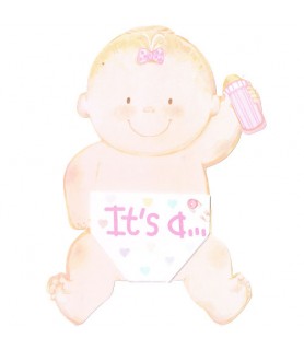 Baby Shower Gender Reveal 'It's a Girl' Birth Announcements w/ Envelopes (8ct)