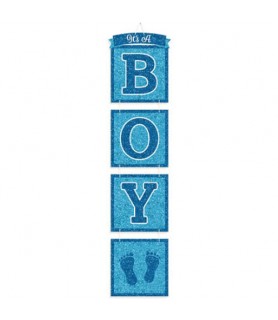 Baby Shower 'Baby Boy' Deluxe Glitter Hanging Decoration (1ct)