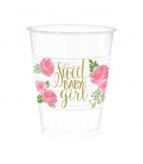 Baby Shower 'Sweet Floral' 16oz Plastic Cups (25ct)