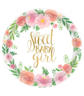 Baby Shower 'Sweet Floral' Extra Large Paper Plates (8ct)