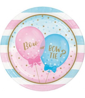 Baby Shower Gender Reveal 'Girl or Boy Balloons' Large Paper Plates (8ct)