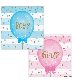 Baby Shower Gender Reveal 'Girl or Boy Balloons' Small Napkins (16ct)