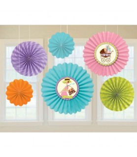 Baby Shower 'Modern Mommy' Paper Fan Decorations (6ct)