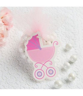 Baby Shower Pink Baby Carriage Gift Tags w/ Twist Ties (25ct)