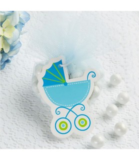 Baby Shower Blue Baby Carriage Gift Tags w/ Twist Ties (25ct)