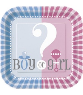 Baby Shower Gender Reveal 'Girl or Boy' Small Paper Plates (10ct)