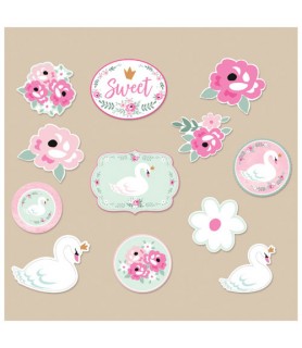 Baby Shower 'Sweet Swan' Cutout Decorations (12pc)