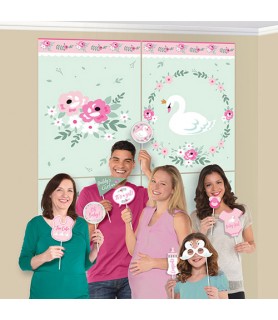 Baby Shower 'Sweet Swan' Giant Wall Poster Decorating Kit w/ Photo Props (16pc)