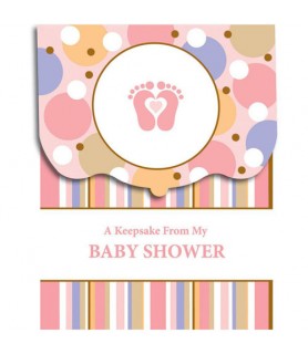 Baby Shower 'Tiny Toes Pink' Keepsake Book (1ct)