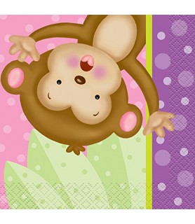 Baby Girl Monkey Small Napkins (16ct)
