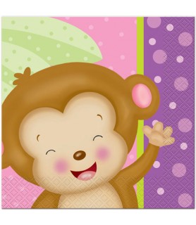 Baby Girl Monkey Lunch Napkins (16ct)