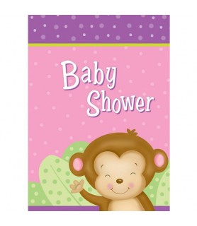 Baby Girl Monkey Invitations w/ Envelopes (8ct)