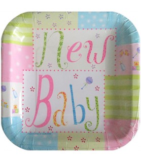 Baby Shower 'New Baby' Extra Large Paper Plates (8ct)