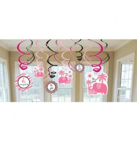 Sweet Safari Girl Hanging Swirl Decorations (12ct)