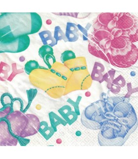 Baby Shower 'Pitter Patter' Large Napkins 3ply (16ct)