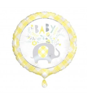 Baby Shower 'Yellow Floral Elephant' Foil Mylar Balloon (1ct)
