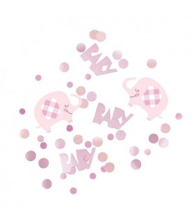 Baby Shower 'Pink Floral Elephant' Foil and Paper Confetti (0.5oz)