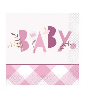 Baby Shower 'Pink Floral Elephant' Small Napkins (16ct)