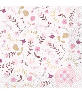 Baby Shower 'Pink Floral Elephant' Lunch Napkins (16ct)