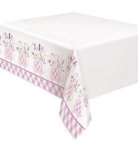 Baby Shower 'Pink Floral Elephant' Plastic Tablecover (1ct)