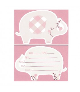 Baby Shower 'Pink Floral Elephant' Postcard Invitations with Envelopes (8ct)