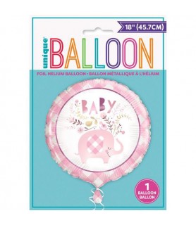 Baby Shower 'Pink Floral Elephant' Foil Mylar Balloon (1ct)