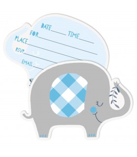 Baby Shower 'Blue Floral Elephant' Postcard Invitations with Envelopes (8ct)