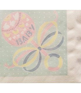 Baby Shower 'Baby Rattle' Small Napkins 3ply (50ct)