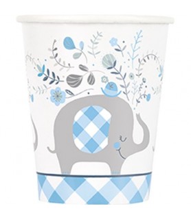 Baby Shower 'Blue Floral Elephant' 9oz Paper Cups (8ct)