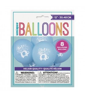 Baby Shower 'Blue Floral Elephant' Latex Balloons (8ct)