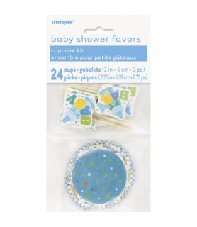 Baby Shower 'Polka Dots Blue' Cupcake Kit for 24 (48pc)